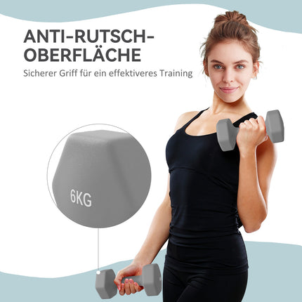 6 kg Hex Hantel-Set, rutschfester Griff, Heim-Fitnessstudio