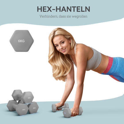 6 kg Hex Hantel-Set, rutschfester Griff, Heim-Fitnessstudio