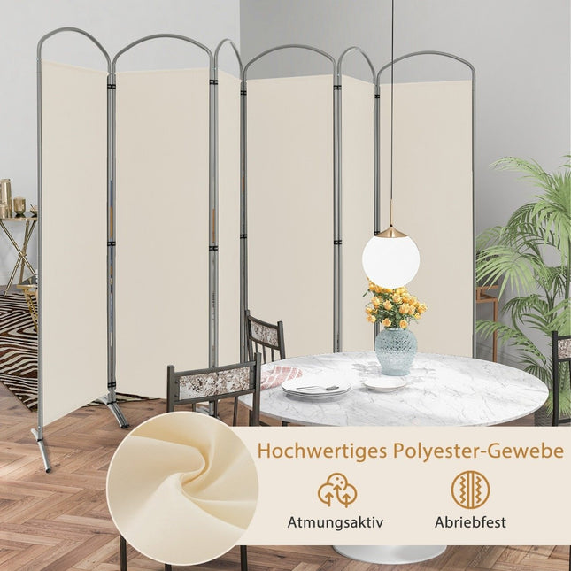 6-teilig faltbarer Sichtschutz Raumteiler Stofftrennwand 331 x 51 x 188 cm beige