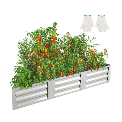 6-teiliges Metall-Pflanzkasten-Set für Gemüse Dreieck-Hochbeet 150 x 150 x 30 cm Silber