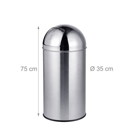 Poubelle de 70 L en acier inoxydable avec couvercle à pression et seau intérieur