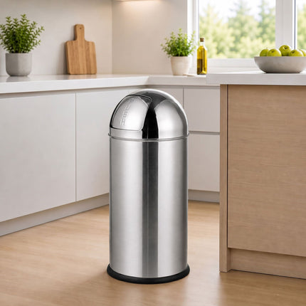 Poubelle de 70 L en acier inoxydable avec couvercle à pression et seau intérieur