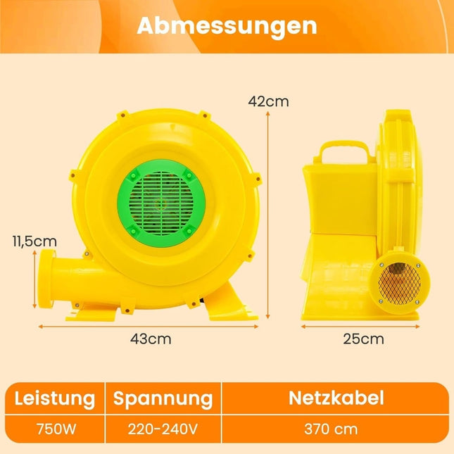 Ventilateur gonflable 750 W avec poignée et piquets