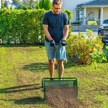 Épandeur à compost en métal de 75 L avec poignée en T réglable