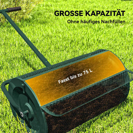 Épandeur à compost en métal de 75 L avec poignée en T réglable