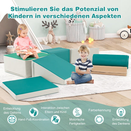 7 tlg. Schaumstoffbausteine zum Toben und Klettern Riesenbausteine aus Schaumstoff Softbausteine grün