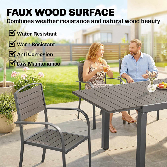 7-teiliges Outdoor-Esszimmer-Set, ausziehbarer Tisch und 6 Stühle