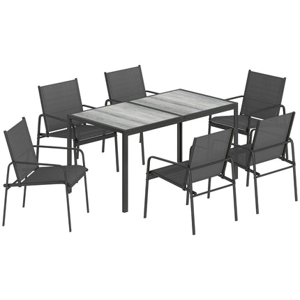 Ensemble de salle à manger d'extérieur 7 pièces, table rectangulaire et 6 chaises