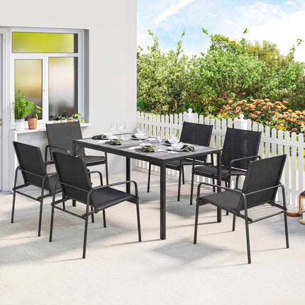 Ensemble de salle à manger d'extérieur 7 pièces, table rectangulaire et 6 chaises