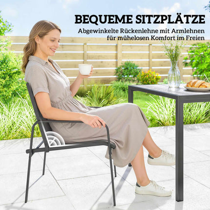 Ensemble de salle à manger d'extérieur 7 pièces, table rectangulaire et 6 chaises