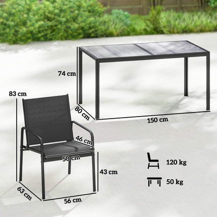 Ensemble de salle à manger d'extérieur 7 pièces, table rectangulaire et 6 chaises