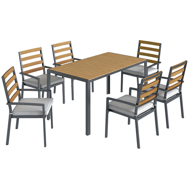 7-teiliges Outdoor-Esszimmer-Set mit Tisch und Stühlen
