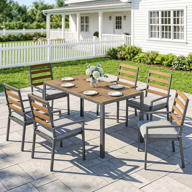 7-teiliges Outdoor-Esszimmer-Set mit Tisch und Stühlen