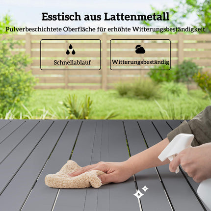 7-teiliges Gartenmöbel-Set, stapelbare Stühle, Stahlrahmen