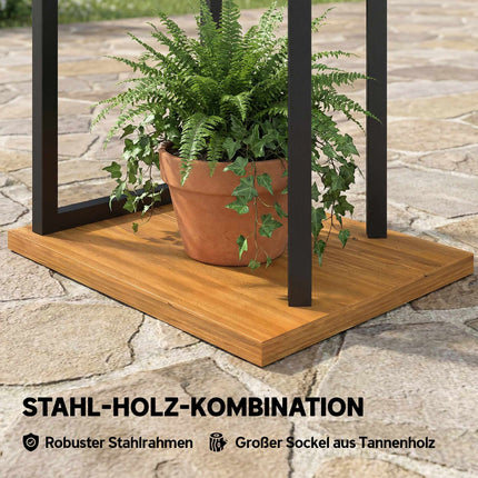 Support à plantes à 7 niveaux, 130 cm de hauteur, bois et acier