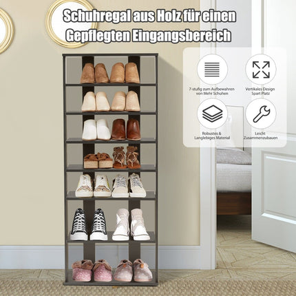 7-stöckiges vertikales Schuhregal, abnehmbare Ablage, MDF, 110,5 cm