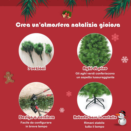 Sapin de Noël artificiel de 2,13 m (7 pi), articulé, 808 branches, avec support