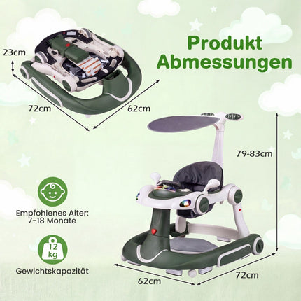 7-in-1 verstellbarer Babywalker mit Verdeck und Aktivitätszentrum