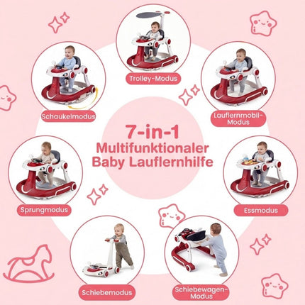 7-in-1 Babywalker mit verstellbarer Höhe und Geschwindigkeit
