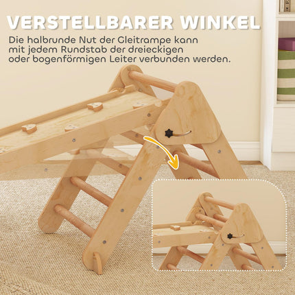 Ensemble d'escalade 7 en 1 pour enfants, structure de jeu pliable en bois