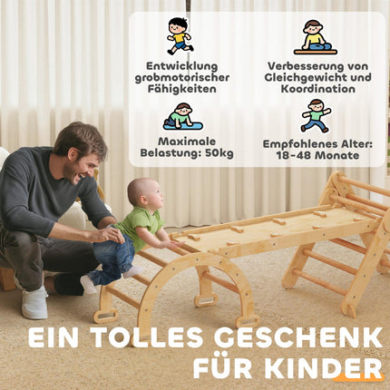 Ensemble d'escalade 7 en 1 pour enfants, structure de jeu pliable en bois