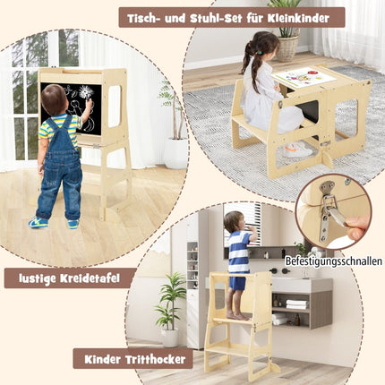 Ensemble d'escalade 7 en 1 pour enfants avec toboggan, tabouret et tableau noir
