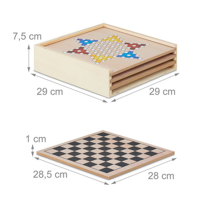 7-in-1 Brettspielesammlung aus Holz – Kompaktes Design