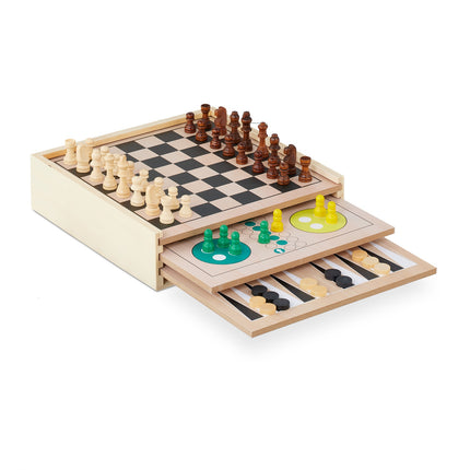 7-in-1 Brettspielesammlung aus Holz – Kompaktes Design