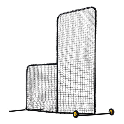 7x7 Ft Baseball L Screen, Portable Pitching Net With Wheels
