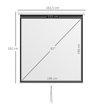 85 Zoll 4K HD Beamer-Leinwand, 1:1 Format, 160° Betrachtungswinkel