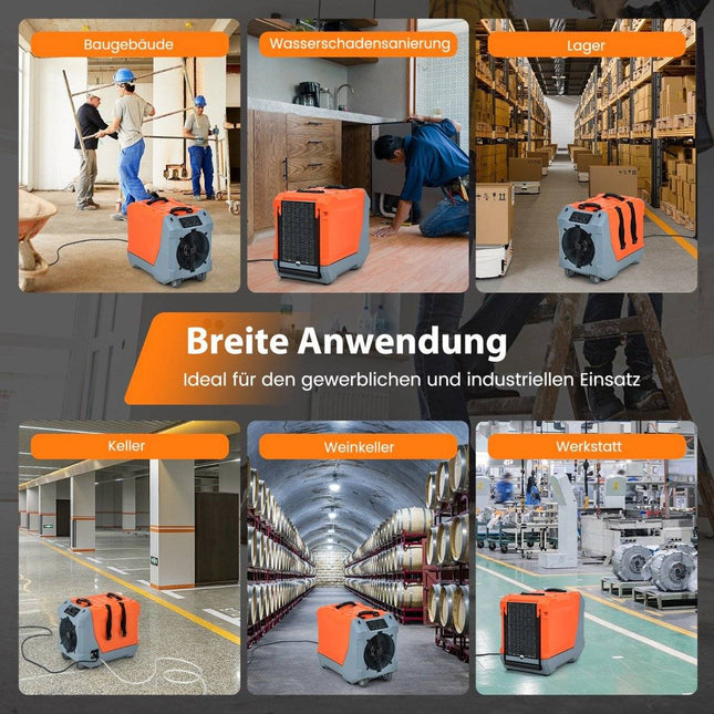 85 L/Tag Luftentfeuchter Bautrockner mit Pumpe &amp; Ablaufschlauch Industrietrocknungsgerät mit 24H Timer Orange + Grau