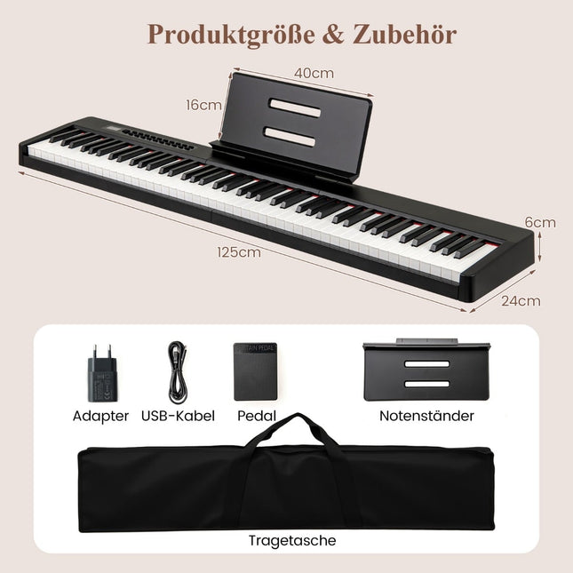 Piano numérique 88 touches, format standard, portable, noir