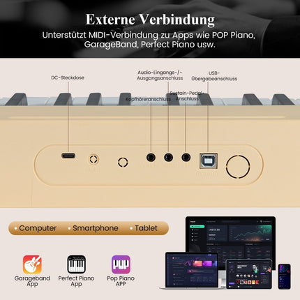 88-Key Digital Piano, Portable Full-Size Electric Keyboard