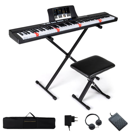 Digitalpiano mit 88 Tasten, verstellbarem Ständer und Bank