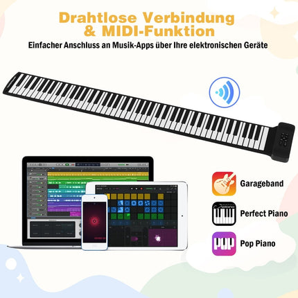 88-Tasten Roll-Up-Piano, tragbar mit 128 Rhythmen & MIDI