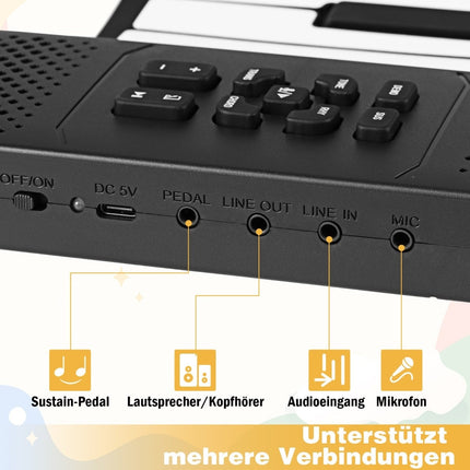 88-Tasten Roll-Up-Piano, tragbar mit 128 Rhythmen & MIDI