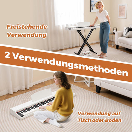 Piano numérique semi-lesté 88 touches, support, pédales, blanc