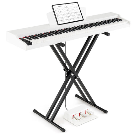 Piano numérique semi-lesté 88 touches, support, pédales, blanc
