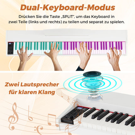 Piano numérique semi-lesté 88 touches, support, pédales, blanc
