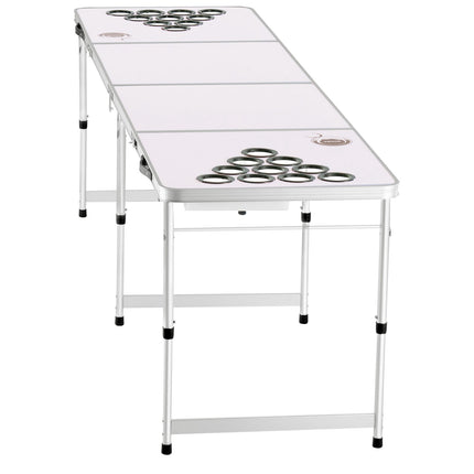 8 Ft Beer Pong Table, Folding, Adjustable Height, Cup Holes