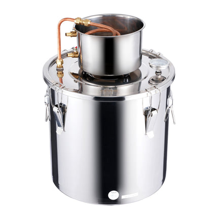 8 Gal Stainless Steel Alcohol Still with Copper Coil, Thermometer