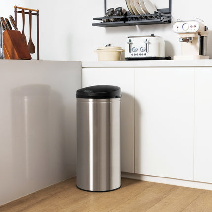 Poubelle à détecteur de mouvement sans contact de 30 litres, acier inoxydable, argent