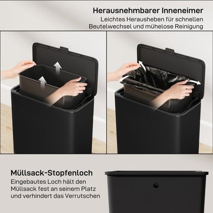8L Edelstahl-Mülleimer, freistehend oder wandmontiert
