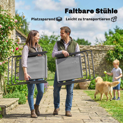Ensemble de salle à manger d'extérieur 8 pièces avec parasol et chaises pliantes