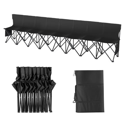 8-Seat Folding Soccer Bench with Backrest, Pockets, Bag
