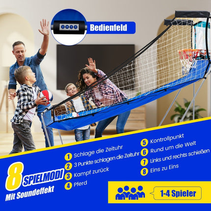 Machine de basket-ball 8 en 1 avec 4 balles, pompe à air et 8 modes de jeu, jeux de basket-ball d'arcade, vert