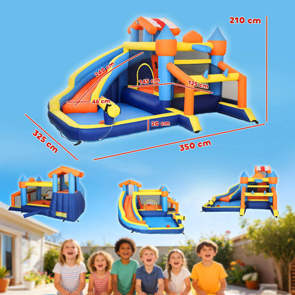 Château gonflable 8 en 1 avec toboggan, piscine et mur d'escalade