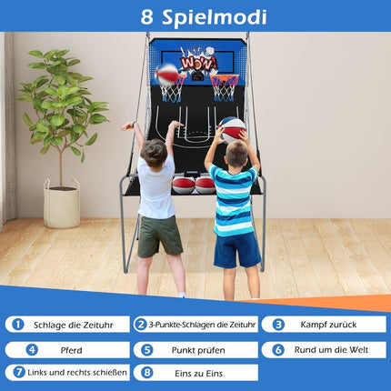 Jeu d'arcade de basket-ball électronique pliable 8 en 1