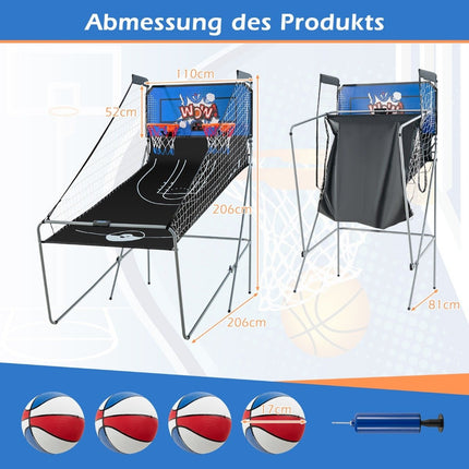 Jeu d'arcade de basket-ball électronique pliable 8 en 1