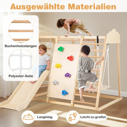 8-in-1 Indoor-Dschungel-Fitnessstudio-Set mit Rutsche und Schaukel